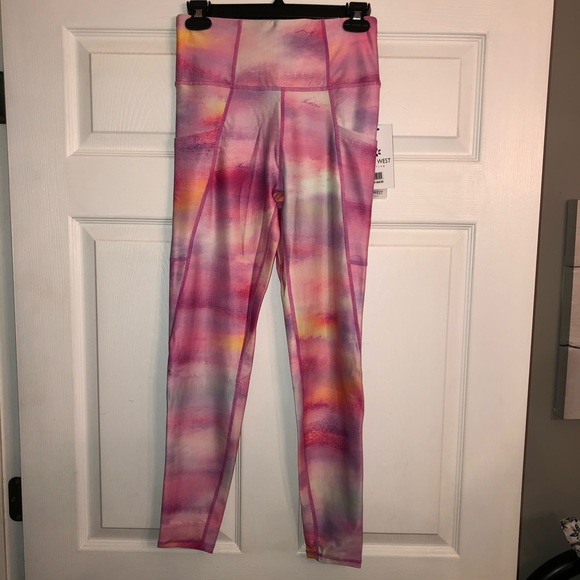 Nine West Pink & Orange Watercolor Leggings - Picture 4 of 6